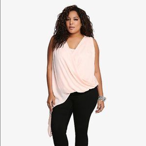 EUC Torrid Pink (blush) asymmetrical drape sleeveless top size 4